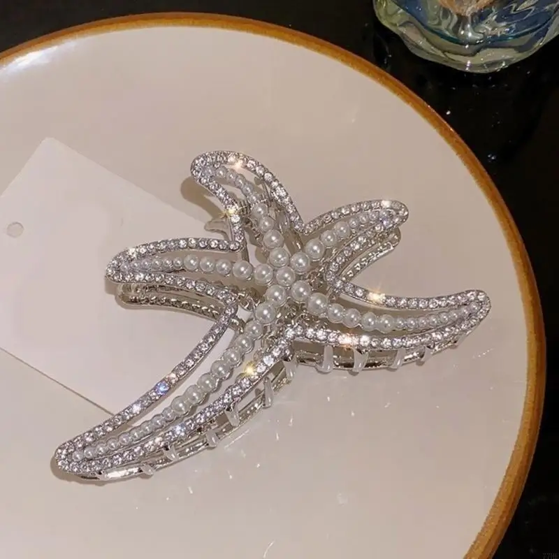 77HE CLATHER FISH HAIR CLAW مع تصاميم أحجار الراين الكاملة للنساء والفتاة كل يوم وارتداء قبضة قوية