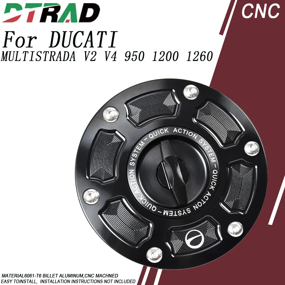 CNC Aluminum Quick Release Action Fuel Tank Cap For DUCATI MULTISTRADA 950 1200 1260 V4 V2 Motorcycle Keyless Gas olin Cover