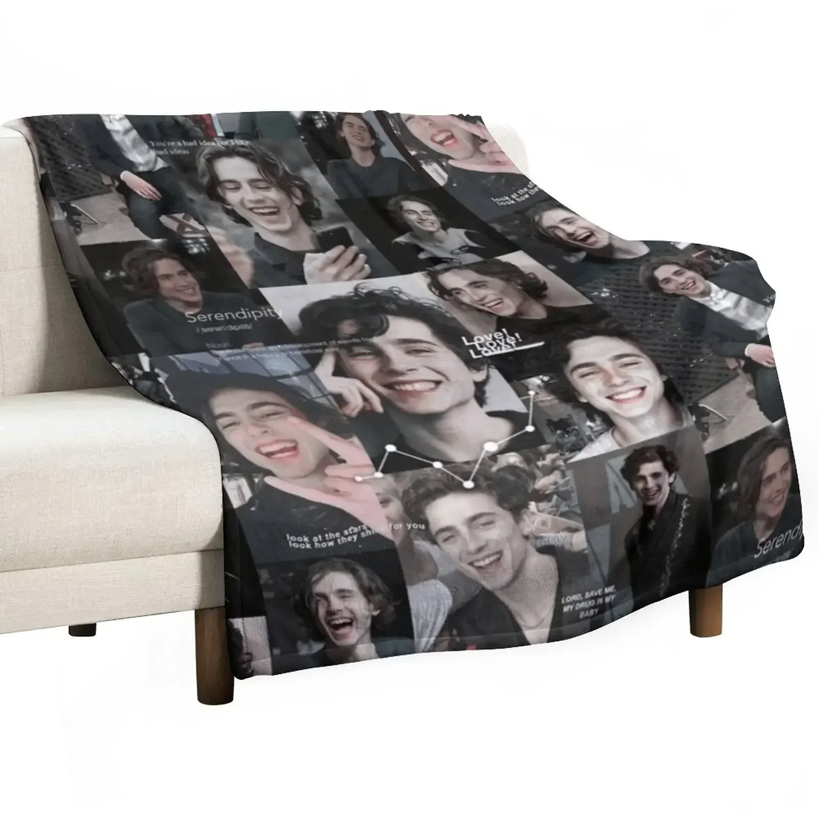 

New Timothee Chalamet Collage Throw Blanket Furry anime Decorative Sofas Bed Blankets