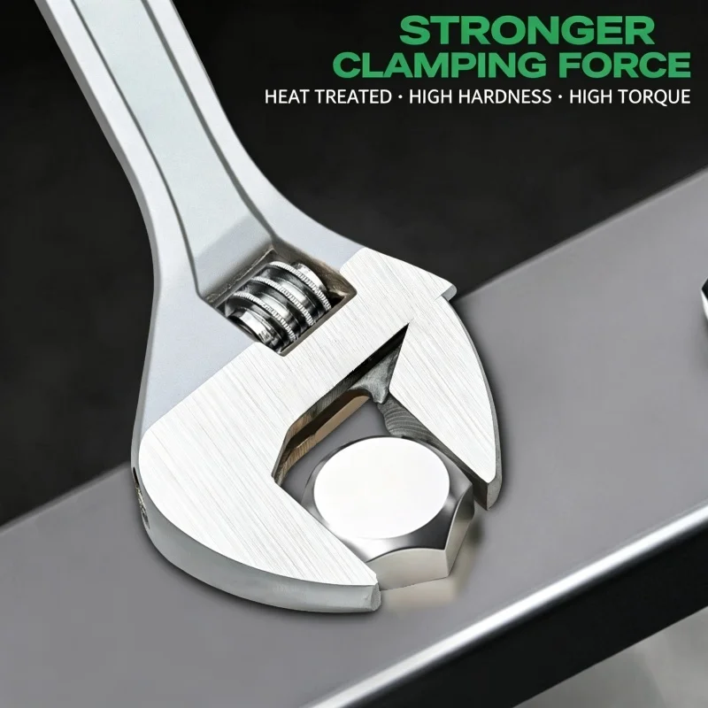 Long Handle Universal Spanner Adjustable Wrench Large Clamp Steel Mechanical Workshop Hand Repair Tools, Universal Wrench