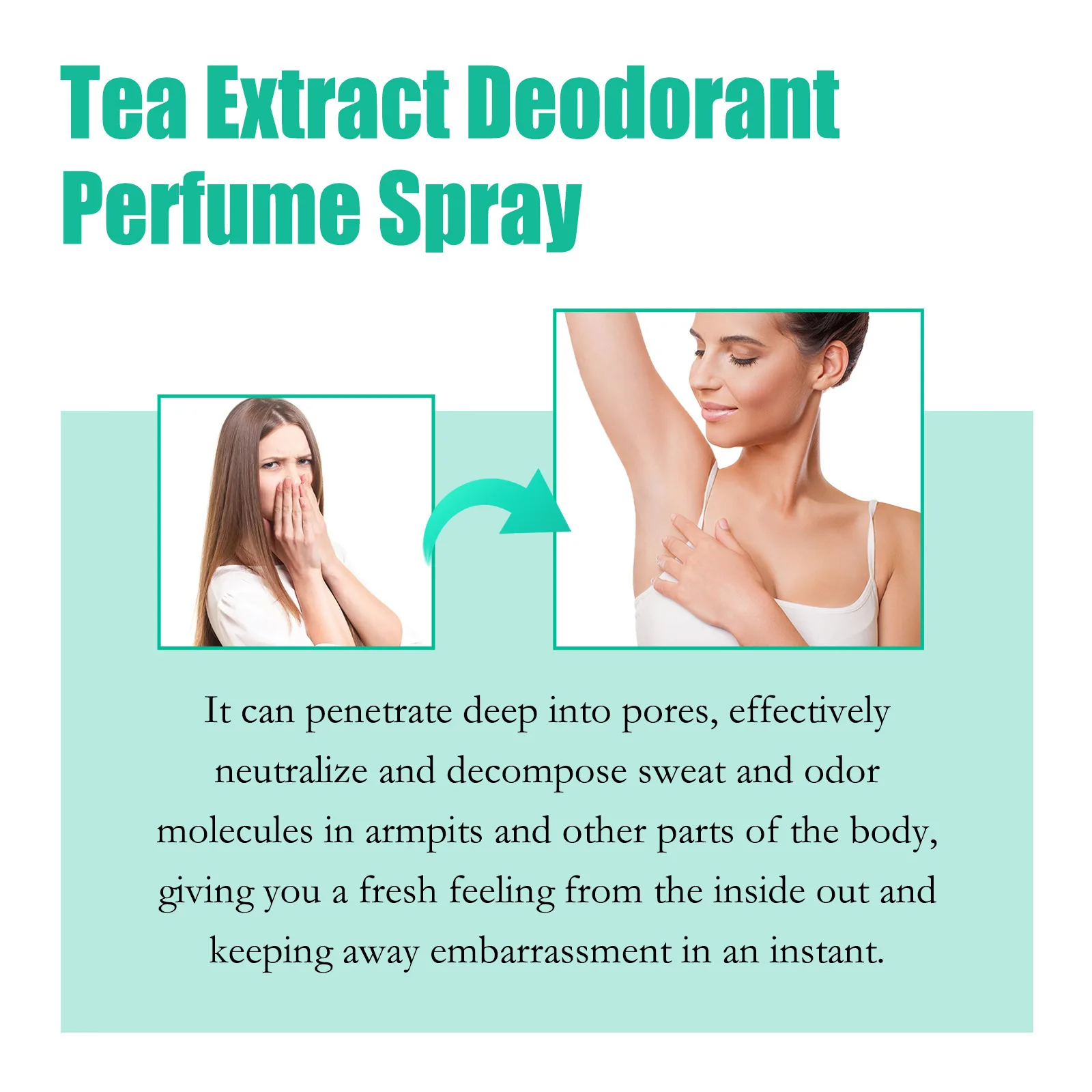 Body Odor Underarm Sweat Deodorant Spray Clean Armpit Eliminate Bad Smell Deodorant Fragrance Long Lasting Aroma Woman Skin Care