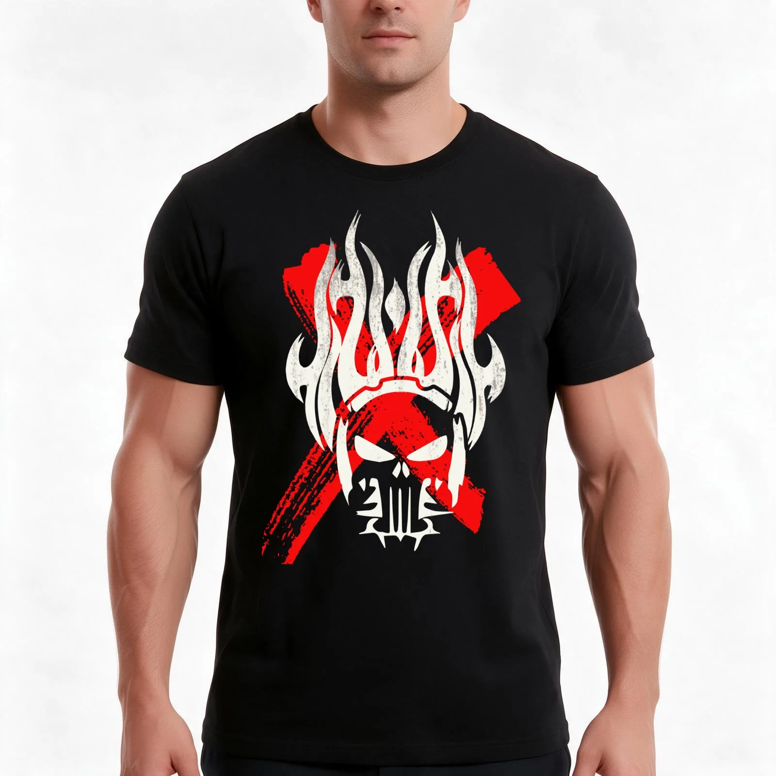 Static X T-Shirt, Summer Casual Cotton Tee, Oversized Streetwear Tops, Vintage Graphic Print, Loose Fit Short Sleeve