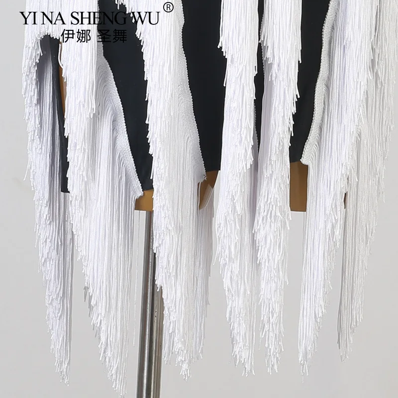 Professionelles lateinamerikanisches Tanz-Performance-Kleid, Quasten-Tanzkleid, Lunba Cha Cha-Tanzkleid, Schwarz, Rot, Damen, lateinamerikanische Performance-Kleidung