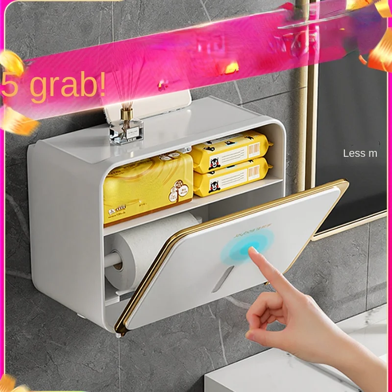 Punch-Free Paper Holder Bathroom Waterproof Wall Hanging