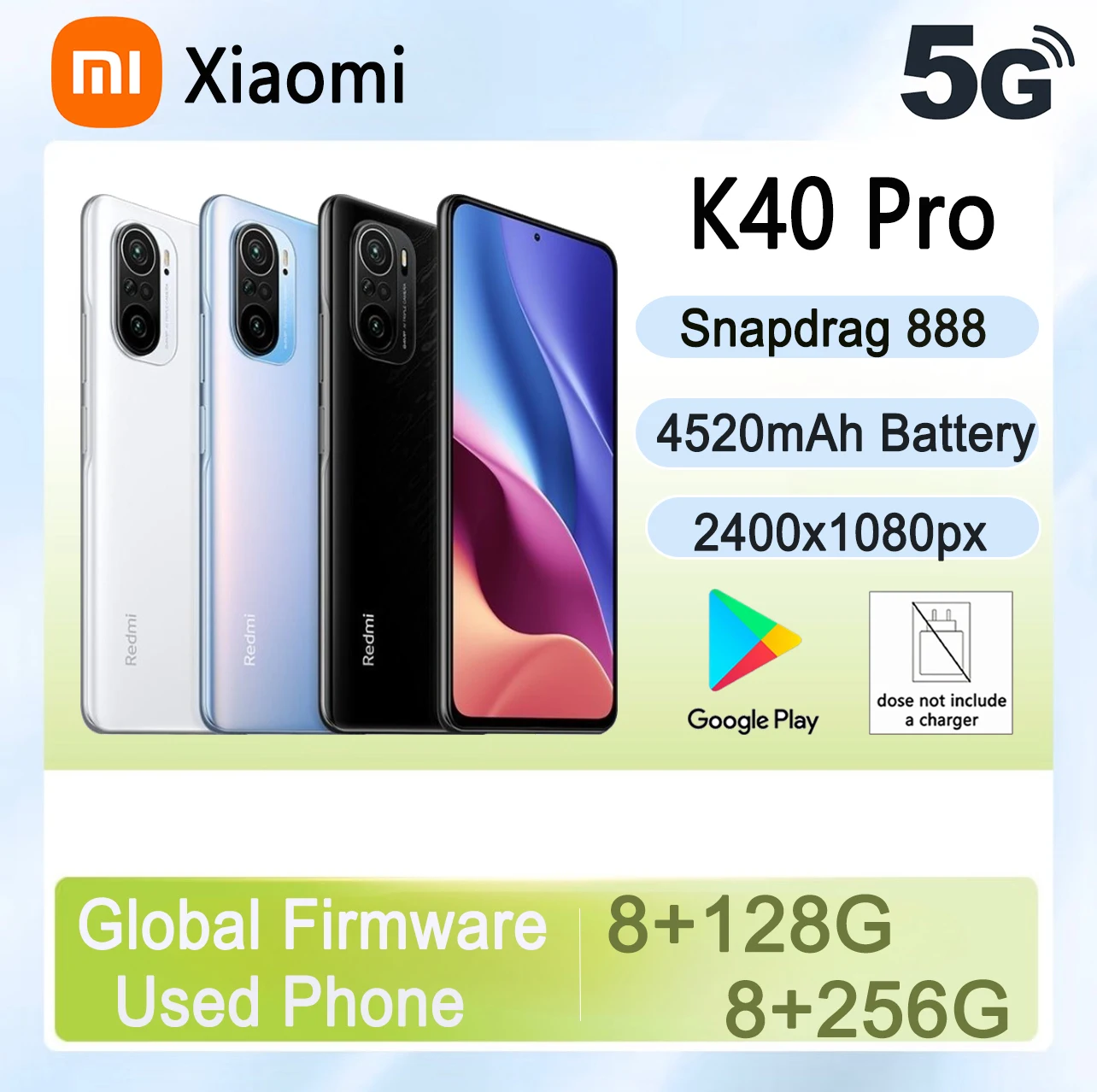 Xiaomi-Redmi K 40 pro 5G Version Smartphone Snapdragon 888 6.67inch 120Hz E4 Display 64MP 33W Fast used phone