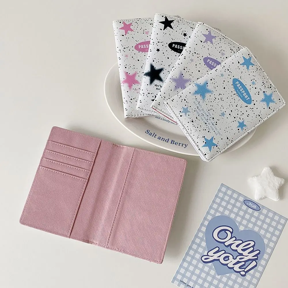 

Portable Star Print Passport Holder Multi-function PU Leather Passport Cover Waterproof Wallet Card Holder Travel