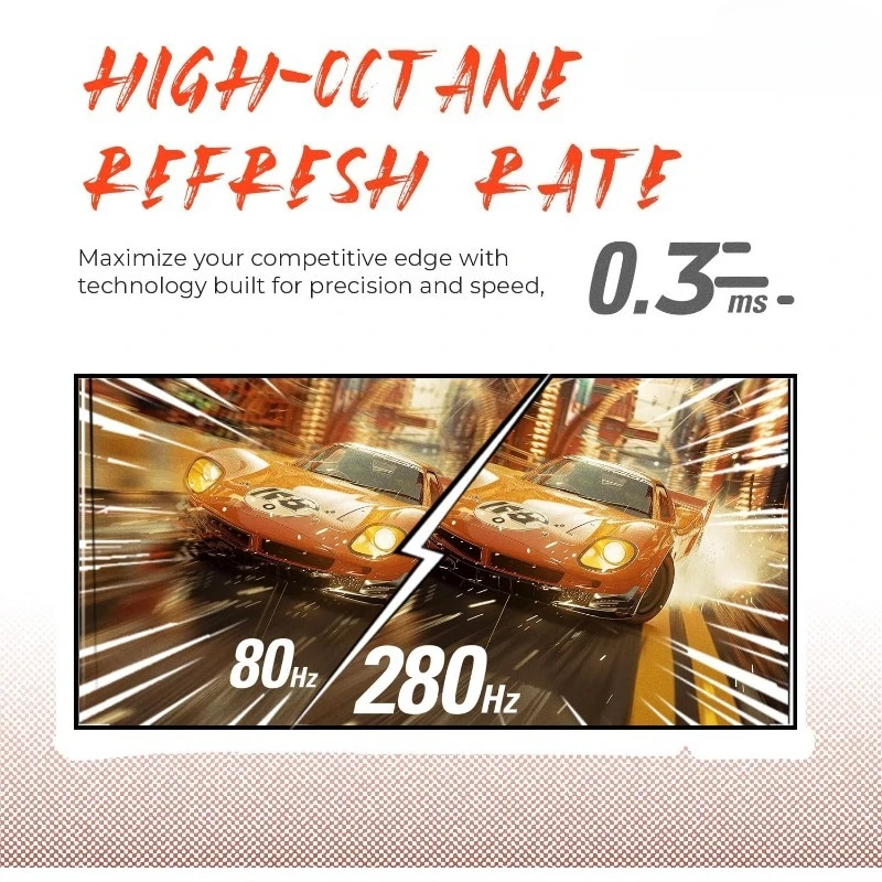 شاشة ألعاب منحنية سريعة للغاية بدون إطار مقاس 27 بوصة، FHD 1080p، 0.3ms 280 هرتز، HDMI/DP، ارتفاع قابل للتعديل
