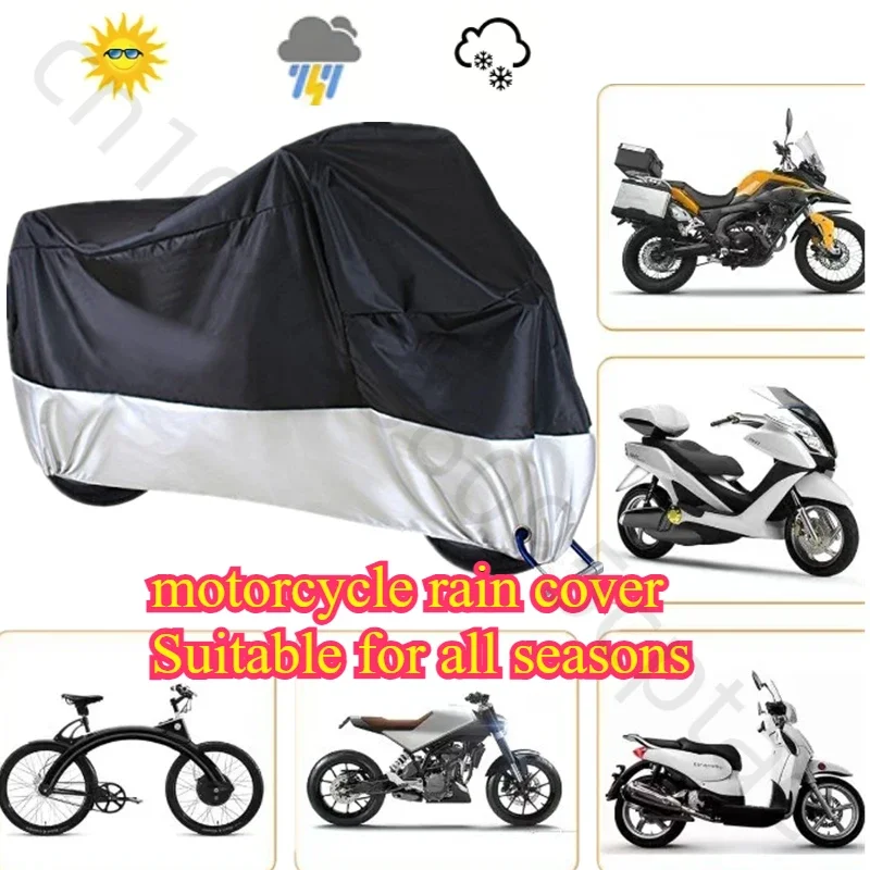 Motorcycle Cover Waterproof All Season Dustproof UV Protective Outdoor Indoor Scooter 190T Wear-resistant Fabric Motorbike Cover