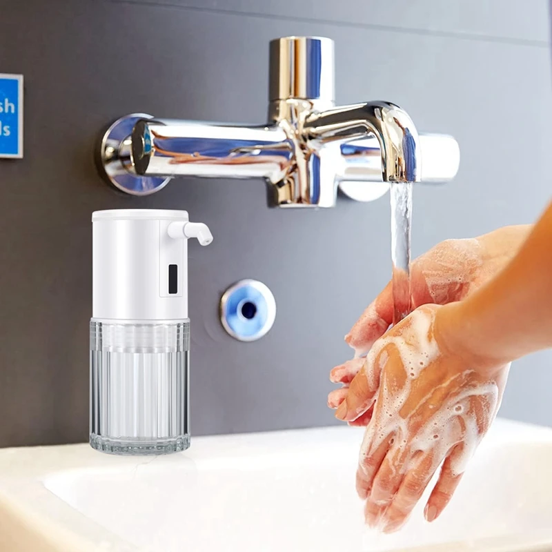 タッチレス充電式自動石鹸ディスペンサー、バスルーム用ハンドソープ、カウンタートップ、使いやすい、350ml