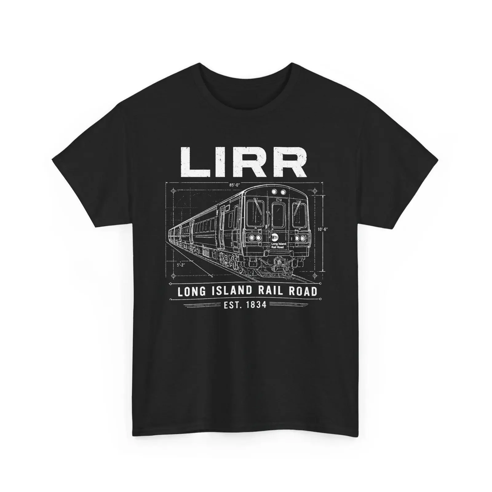 Long Island Rail Road Design T Shirt LIRR Blueprint Train  vintage Washed Soft fashion streetwear homme Top For Everyday Wear