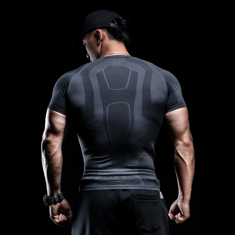 DROZENO Sports Short-sleeved Men's Comprehensive Training One-piece Knitting Tight-fit Quick-dry Fitness Short-sleeved