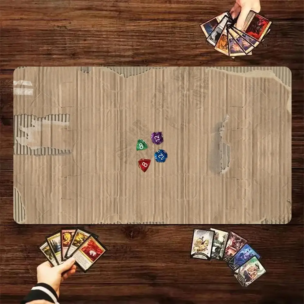 Vintage Cardboard Texture Mouse Pad Magic Zones Card Playmat Tabletop TCG Card Battles Commander Game Mats titched Edges Deskmat