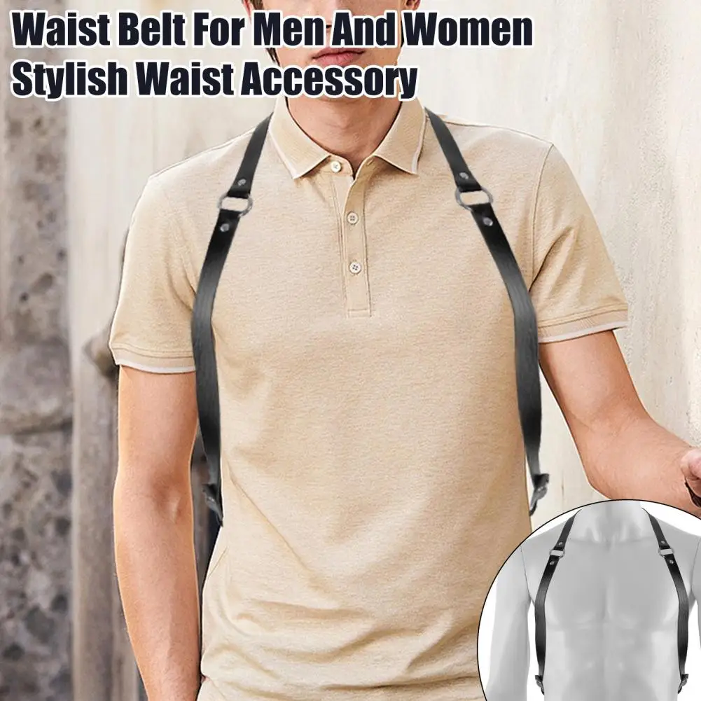 

Punk Belt Punk Style Faux Leather Harness with Buckled Straps for Men Women Adjustable Clothing Accessory for A Look Fashionable