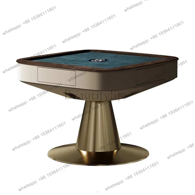 Solid wood mahjong table integrated household villa high-end walnut light luxury mahjong table