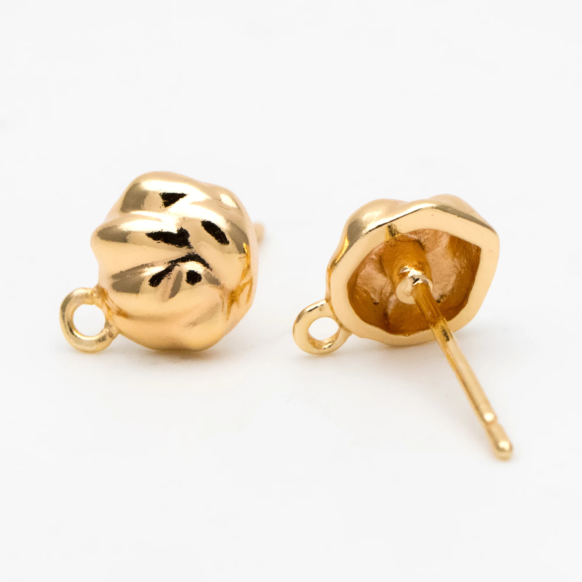 

10pcs Irregular Earring Posts, 18K Gold Plated Brass, Stud Earring Components (GB-3339)
