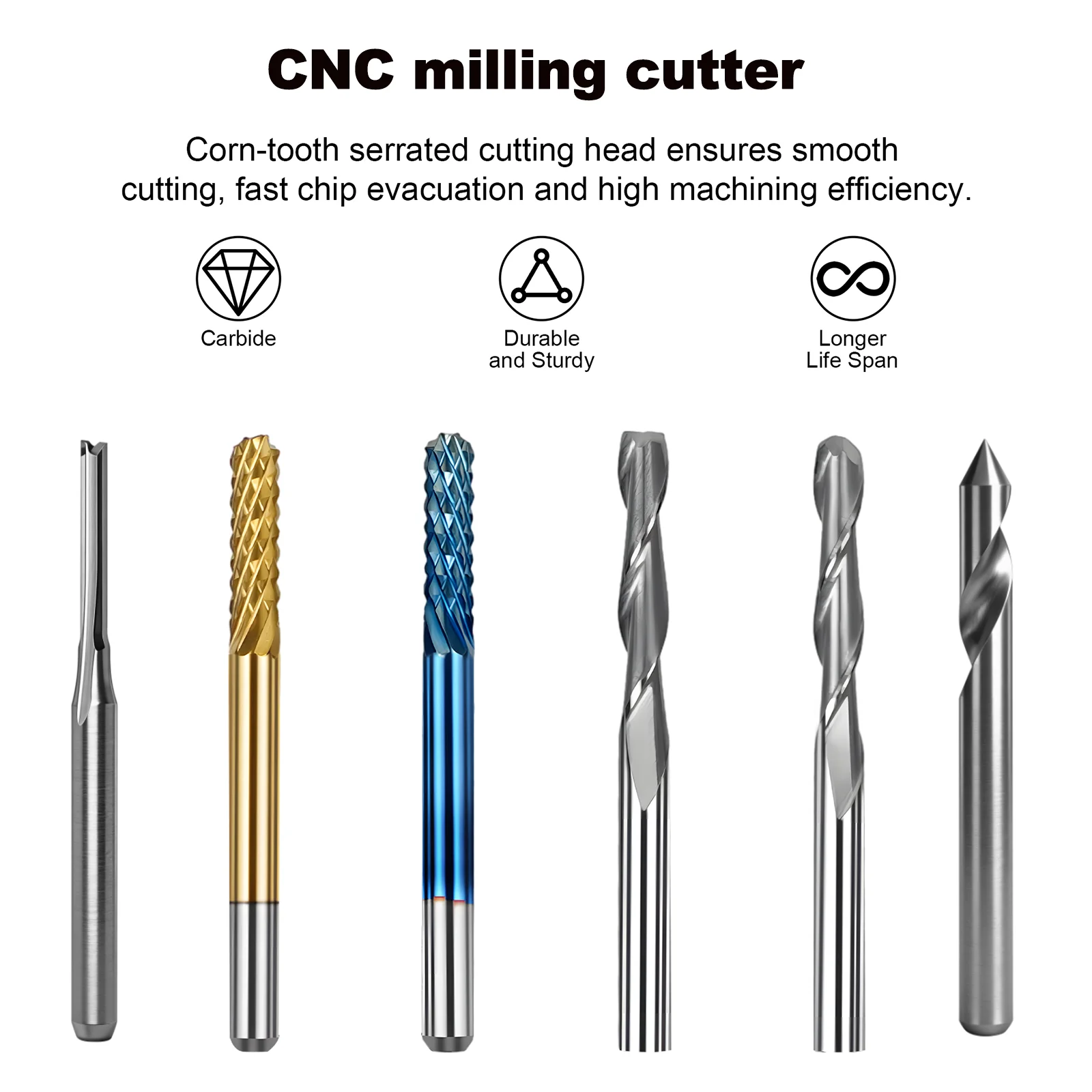 2 Flute Up Cut Carbide End Mill corn cutter 3.175mm Shank CNC Router Bit for Wood Acrylic PVC 3018 Pro DIY Milling Cutter
