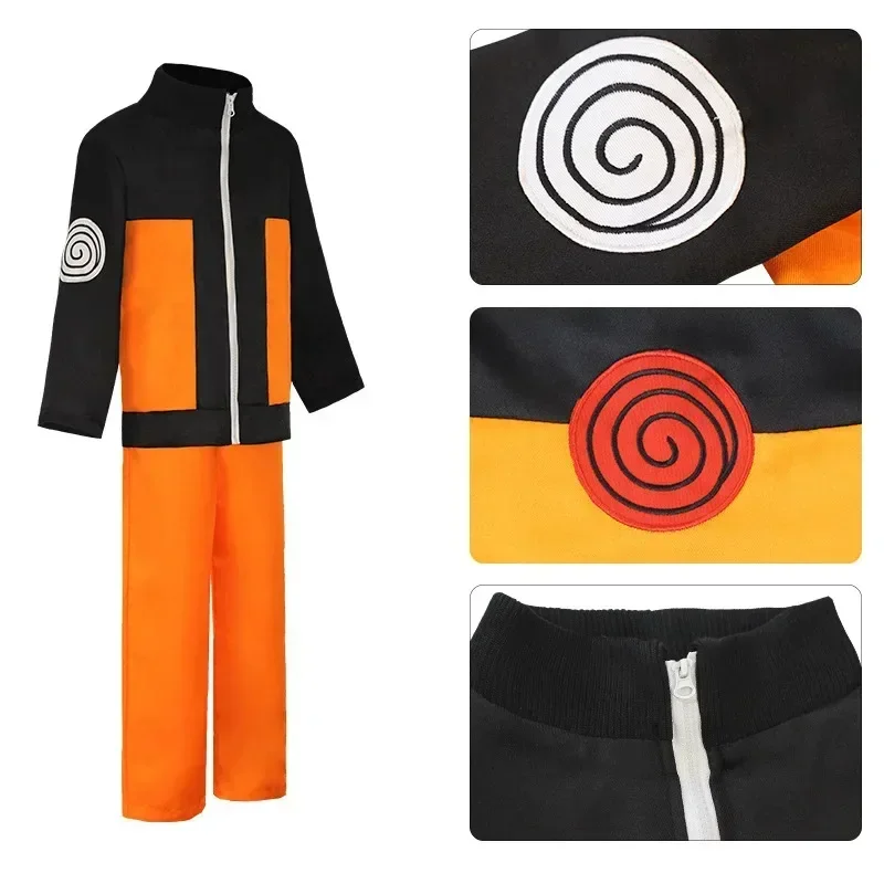 Disfraz de Cosplay Akatsuki para Adultos 2026, Uniforme de Ninja de Anime para Niños, Conjunto de Disfraces Uzumaki, Chaqueta, Pantalón, Diadema, Cartera de Rana, Kunai, Shuriken