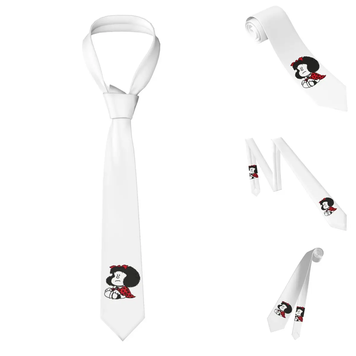 Funny Mafalda Quino Comics Necktie for Men Silk Polyester 8 cm Neck Ties Party Accessories Tie Casual Gravatas