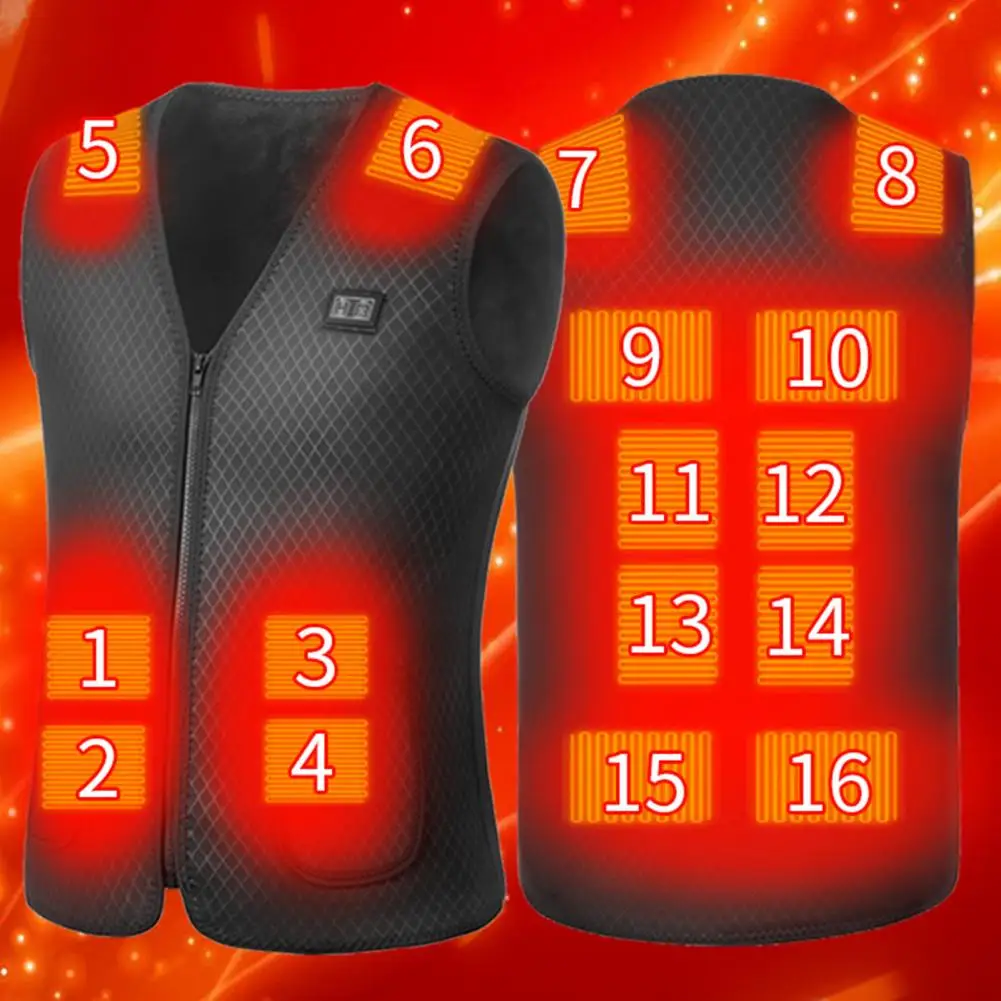 

USB Heating Vest 3 Temperature Modes Coldproof Washable Windproof Pockets Heating Vest Middle-aged Heating Vest for Parents