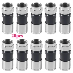 20Pcs Universal RG6 Compression F Connector Waterproof Connection F Compression Connectors for Coaxial Cable