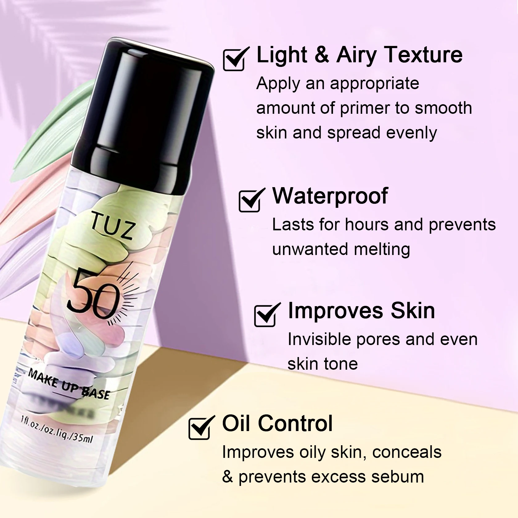 2025 신제품 3 in 1 메이크업 전용 프라이머, 자외선 차단 크림, SPF 50, 원스텝 컬러 코렉터 페이스 프라이머, 잡티 커버