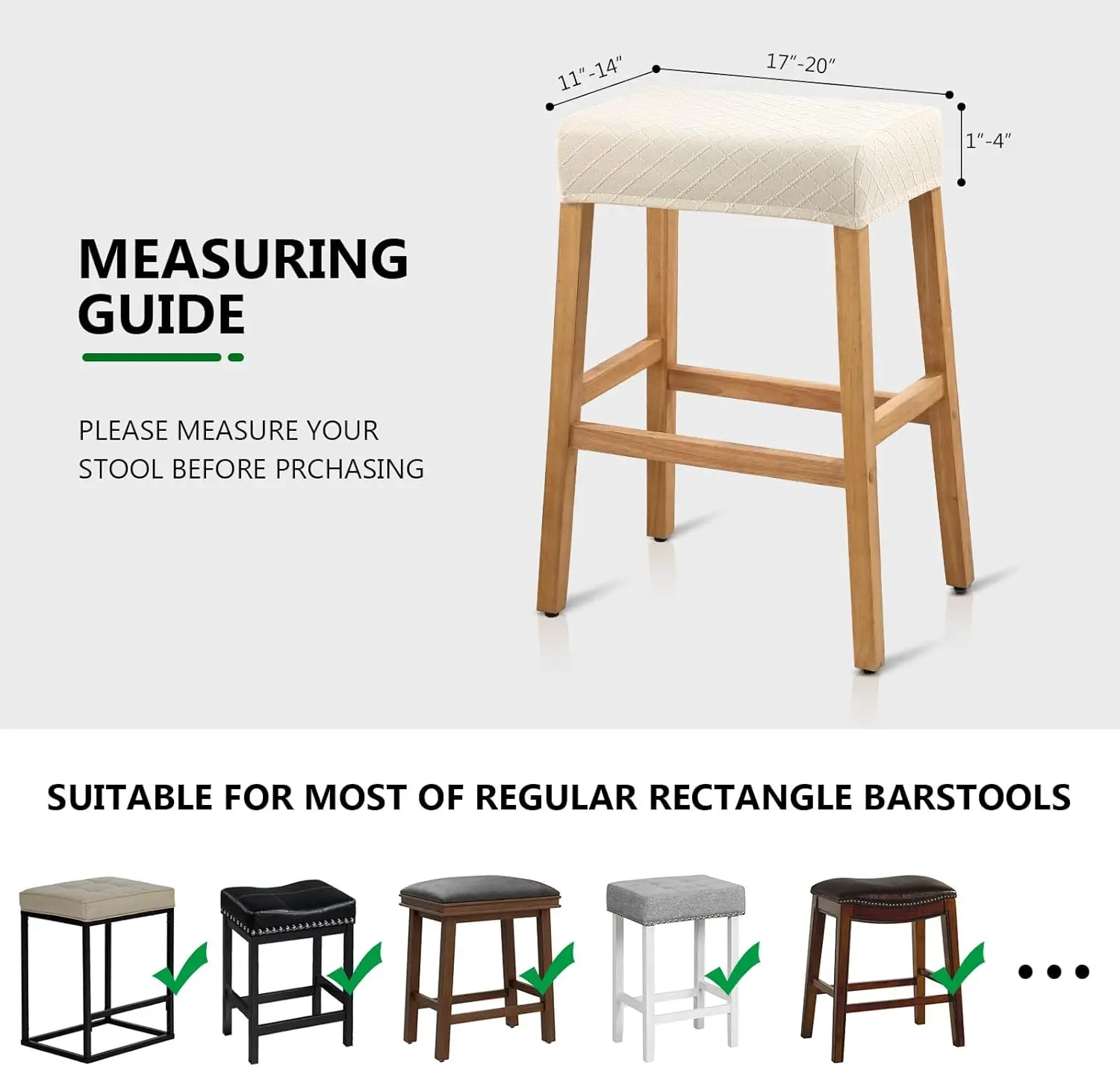 

Stool Covers Rectangle - 2 Pack Stretch Waterproof Saddle Seat Cover Counter Bar Stools Bar Chairs Covers Kitchen Island Chairs