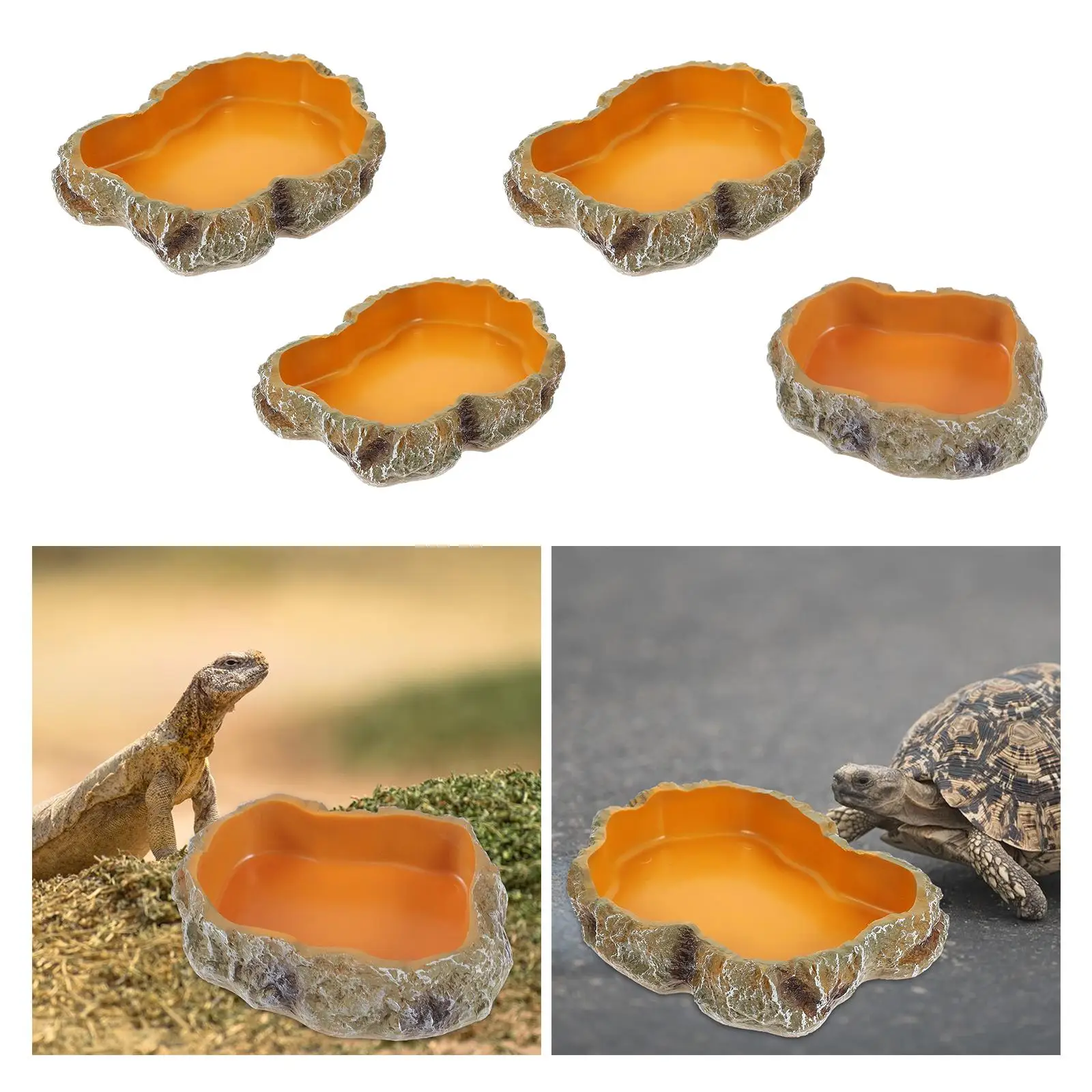 Reptile Water Bowls Terrarium Habitat Decoration Resin Reptile Food Dish for Snake Tortoise Turtle Leopard Gecko Bearded Dragon