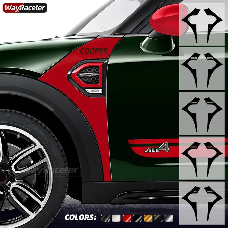 

2 Pcs Union Jack Seven Scuttles Front Side Fender Sticker For MINI Countryman F60 2017-On JCW Cooper S 2021 2022 Accessories