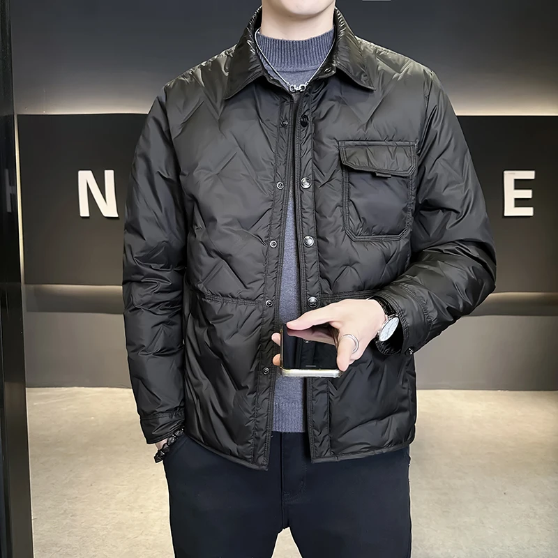 

New National Standard Men's down Jacket Thin White Duck down 90 Filling Lightweight Warm Outerwear Winter Fashionable