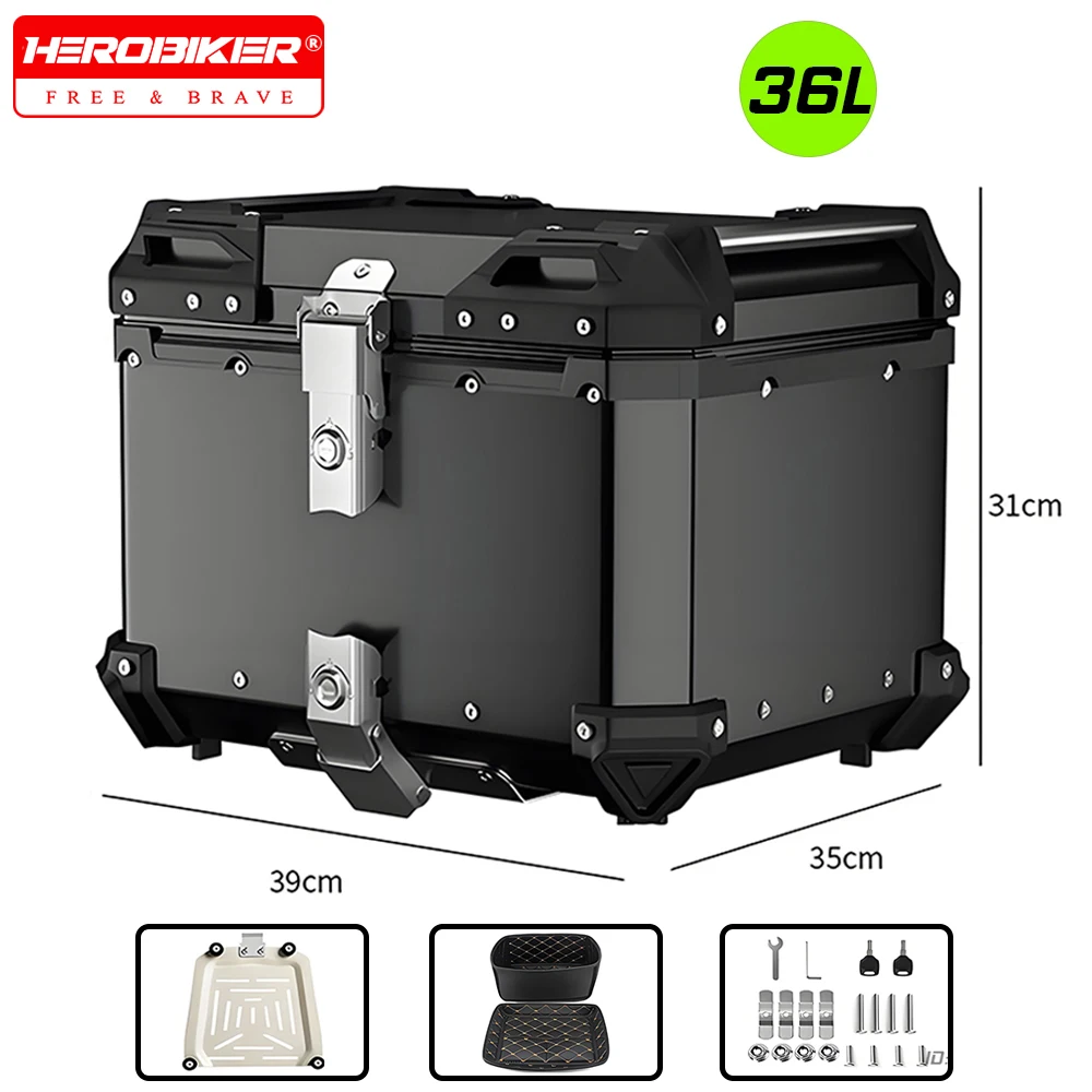 

Motorcycle Top Box Black Waterproof Lockable Storage Carrier Universal Rear Trunk Case For Helmet Luggage Motorcycle Luggage Box