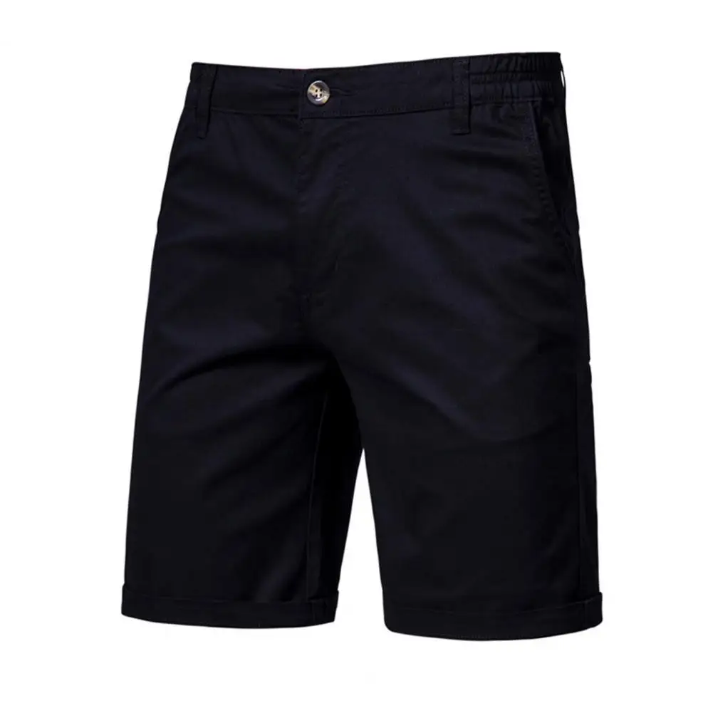 Pantaloncini All-match Slim Shorts morbido traspirante elastico in vita pantaloncini Slim da uomo pantaloncini dritti di colore solido pantaloncini da lavoro