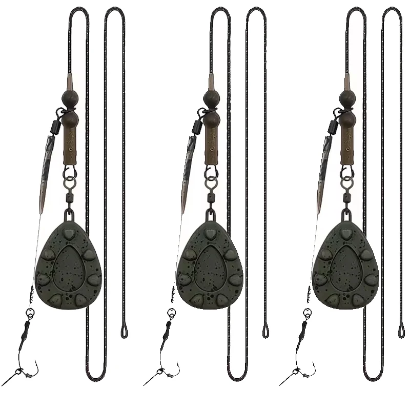 Karpfenangeln Ronnie Rig Fertigset – Schnellwechsel-Wirbelbleigewichte 56g-128g, Anti-Tangle Rig mit hoher Hakeneffizienz für Karpfen