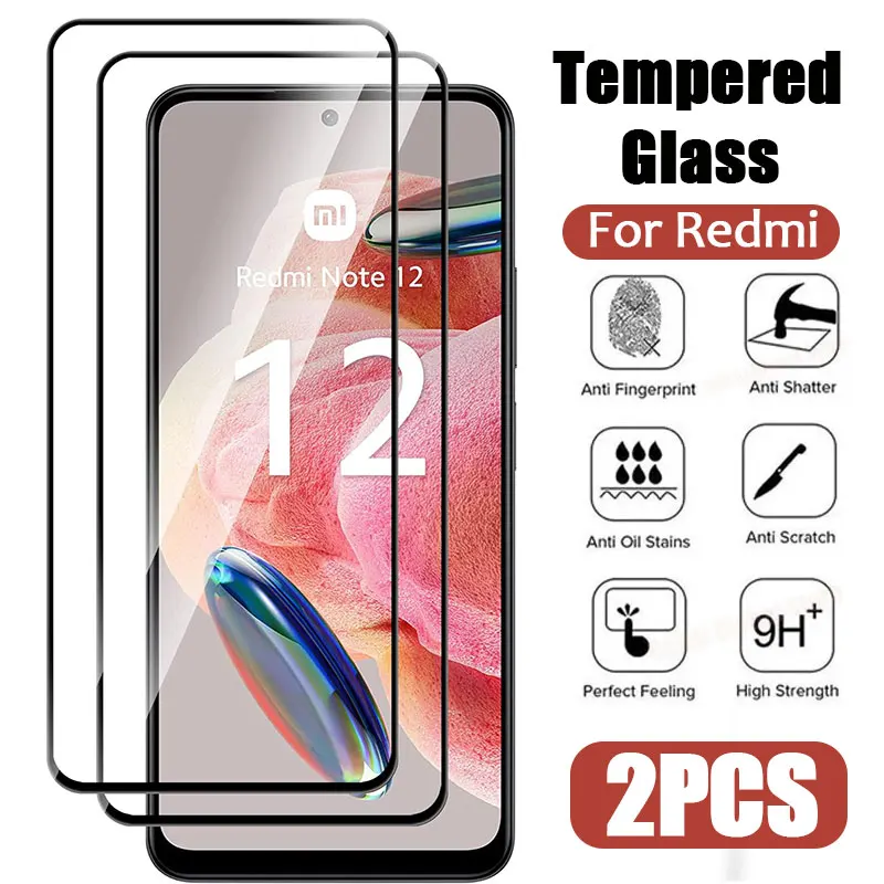 2PCS Tempered Glass for Redmi Note 12 13 11 10 9 8 7 Pro 12S 11S 10S 9S Protective Glass for Redmi 12C 10C 13C 9C 9T 9A 8 8A