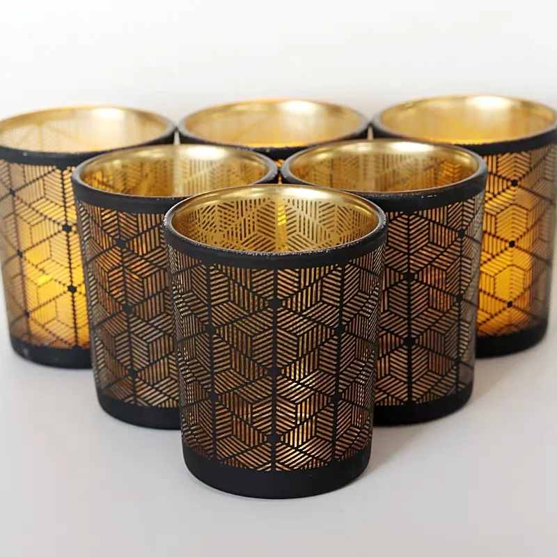 Candle Cup Empty Cup Electroplated DIY Aromatherapy Glass Home Geometric Candle Holder Atmosphere Decoration