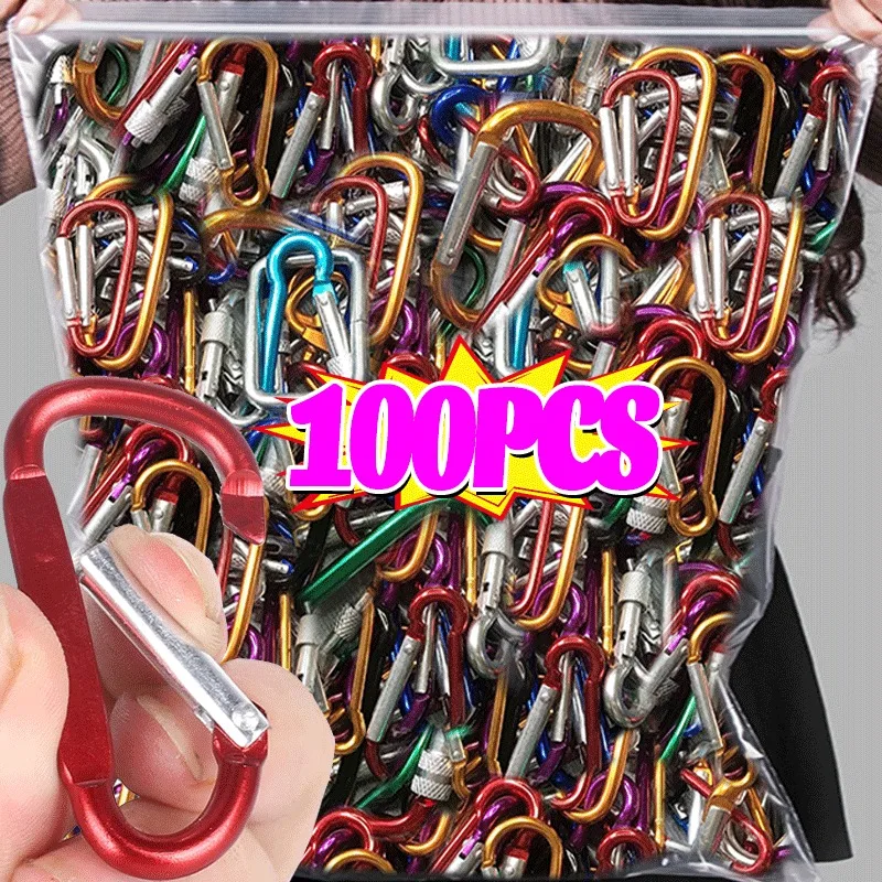 5/100szt Kolorowy brelok do kluczy z karabińczykiem Aluminiowa klamra w kształcie litery D Karabińczyk sprężynowy Breloki do kluczy Outdoor Camping Codzienne użytkowanie