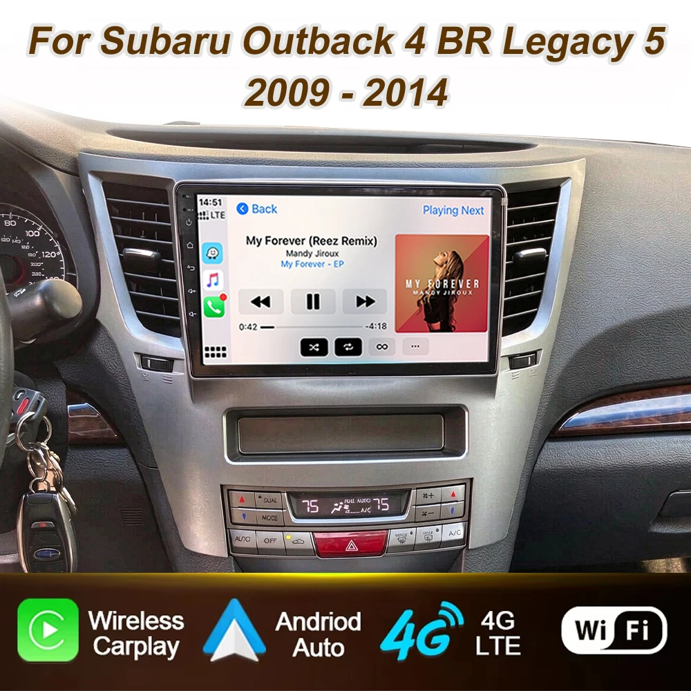Car Radio Carplay Android Auto Player For Subaru Outback 4 BR Legacy 5 2009 - 2014 Autoradio 4G WIFI GPS Navigation NO 2Din DVD