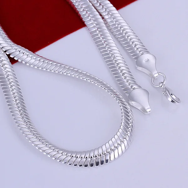 925 Sterling Silver 8mm Bone Chain Necklace For Women Men Creativity Gifts Street All-match Party And Daily Wear