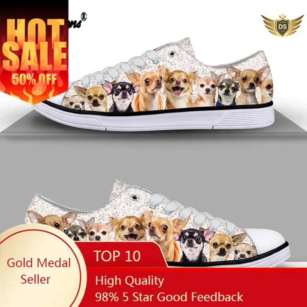 

Women Animal Shoes Sneakers For Women Cartoon Chihuahua Print Shoes Girls Canvas Sneakers Women's Sport Shoes