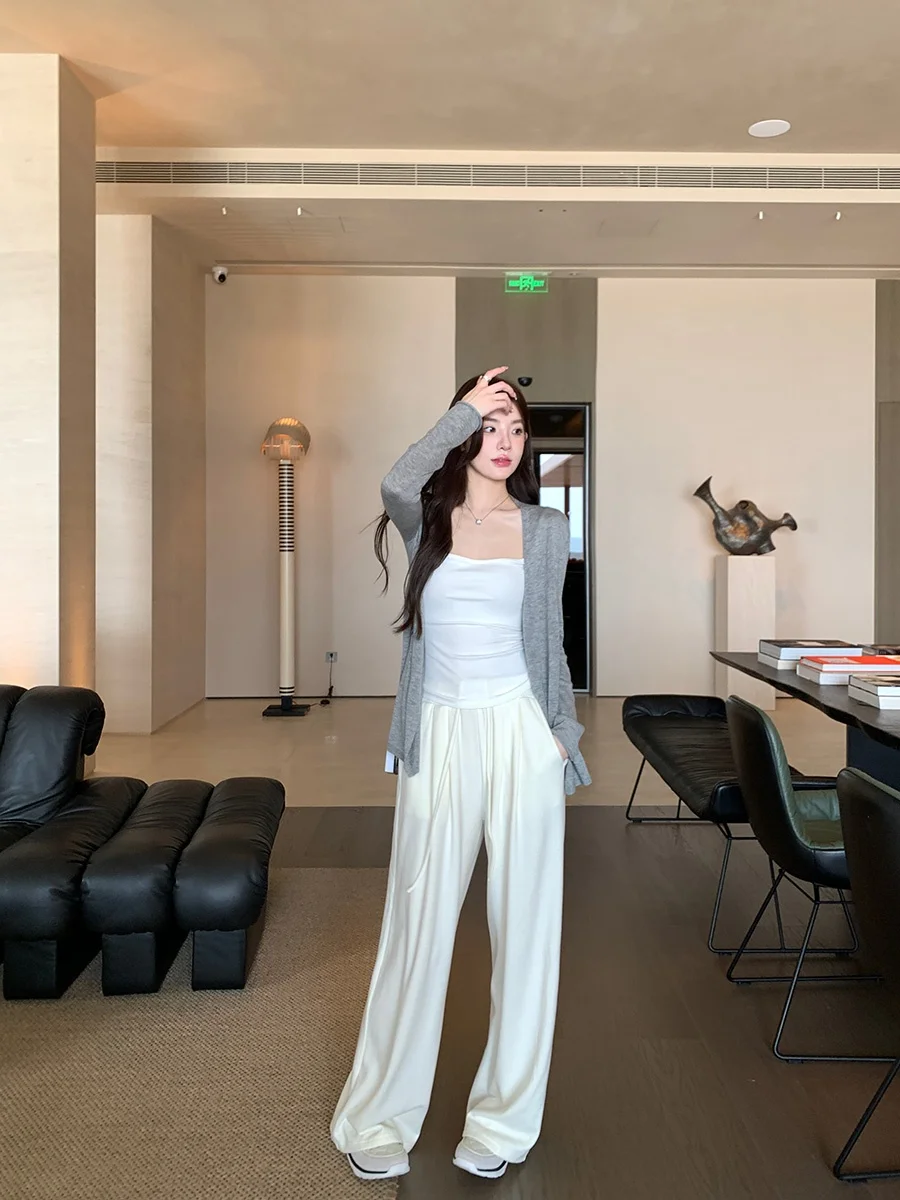 

x Stevens, широкие повседневные брюки с высокой талией, женские белые длинные брюки Spor Sle, утягивающие спортивные штаны, удобные мягкие