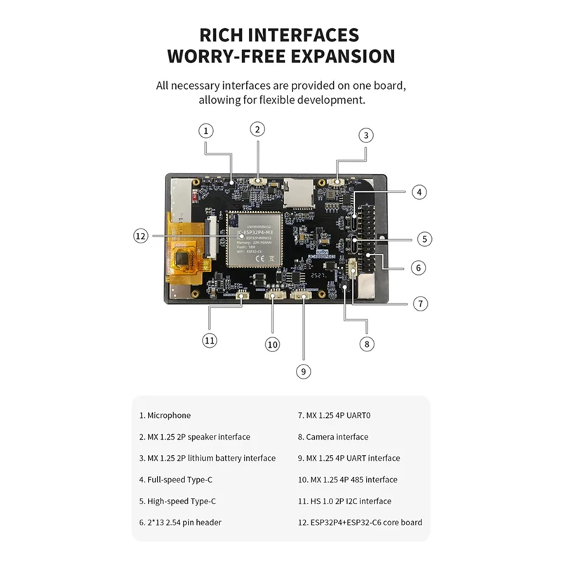 B49C ESP32 P4 Development Board ESP32-C6 Chip 4.3" 800X480 IPS Screen Support Wifi6 BT5 Display Onboard With Enclosure