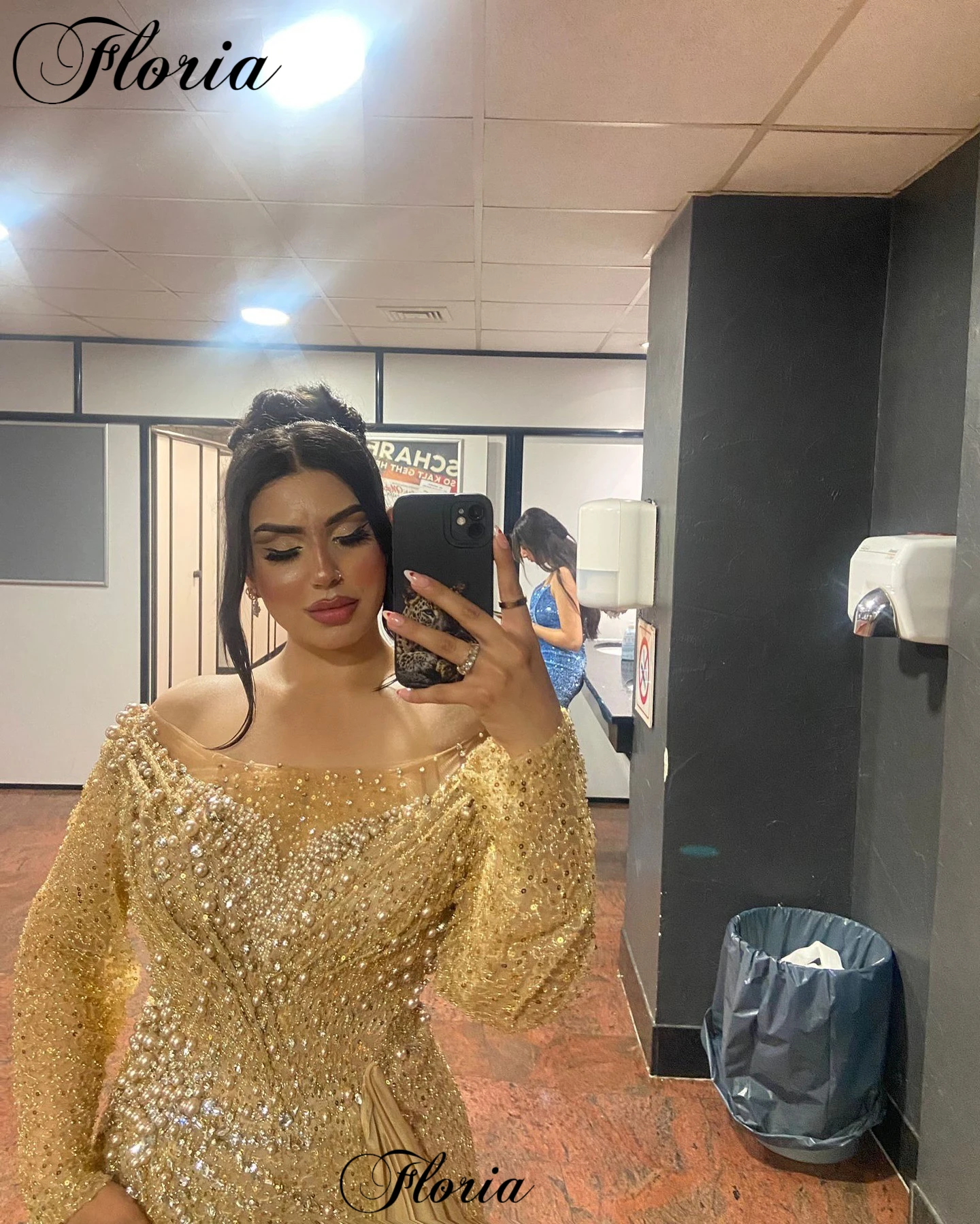 Plus Size Gold Prom Dresses Mermaid Off Shoulder Evening Gowns With Pearls Vestidos De Noche Birthday Party Gowns Custom