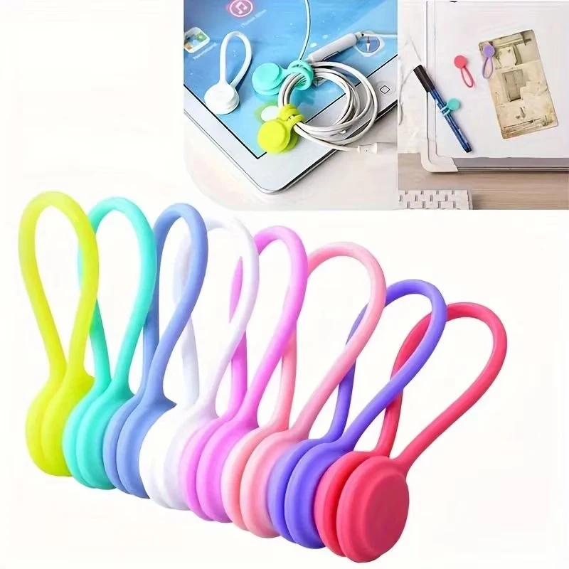 Silicone Reusable Cable Wire Organizer Winder Storage Holder Bag Ties Cord Bag Clip Food Saver Earphone Line Tidy Bobbin Winder