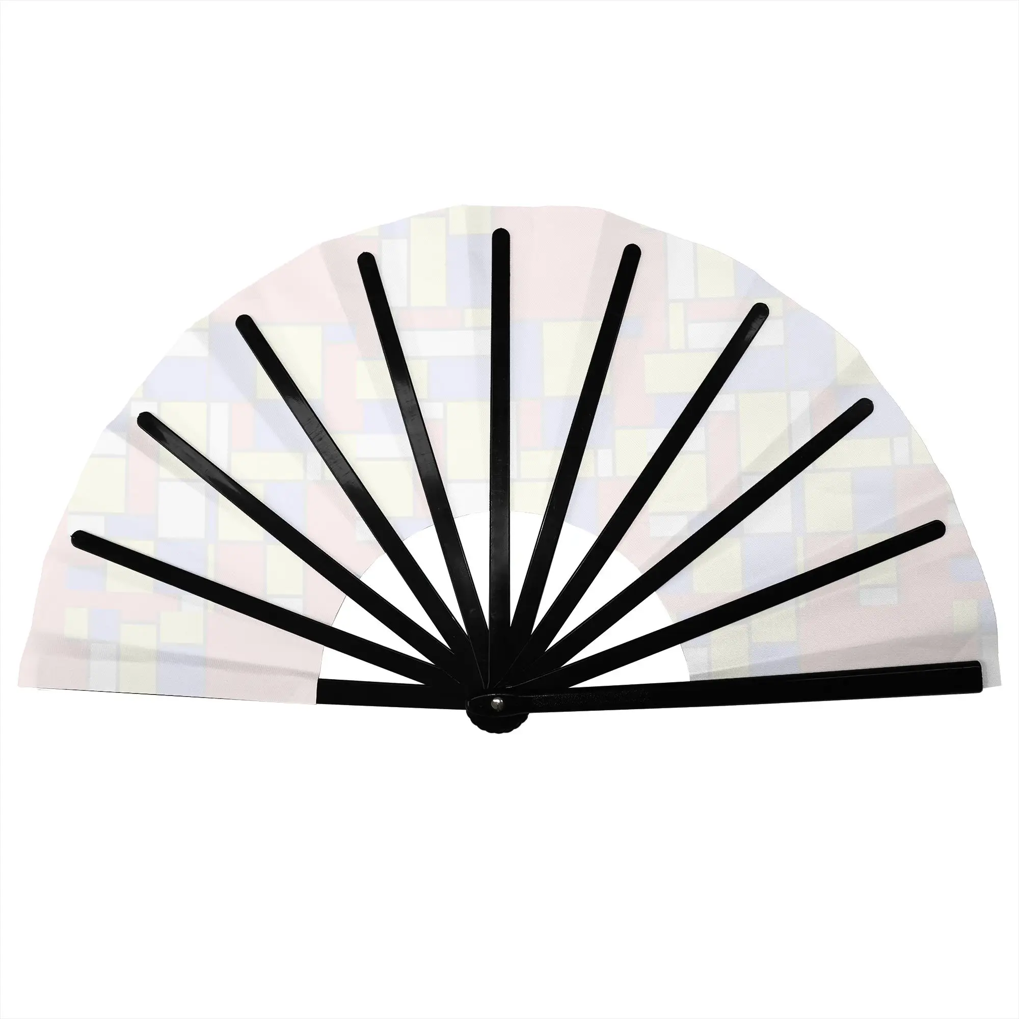 Customized Abstract Art Mondrian Portable Pocket Fan Outdoor  Polyester Folding Fan Chinese Dance Handheld Cooling Fans