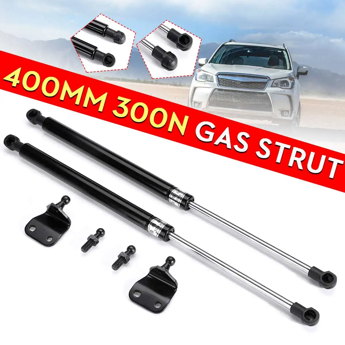 2X Universal 40cm 400mm 300N Car Struts Front Cover Bonnet Hood Rear Trunk Tailgate Boot Shock Lift Strut Support Bar Gas Spring