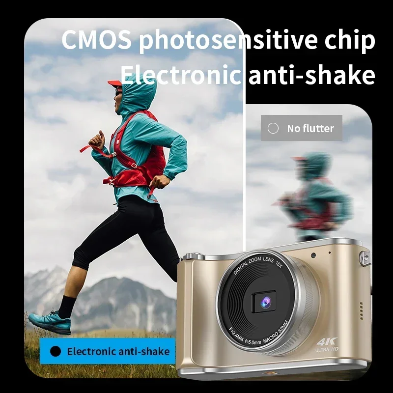 كاميرا رقمية 4K 64 ميجابكسل عتيقة 16X مسجل فيديو للتصوير الفوتوغرافي الرقمي 180 °   فليب شاشة Selfile لمدونة YouTube Ins Web Cam Vlog