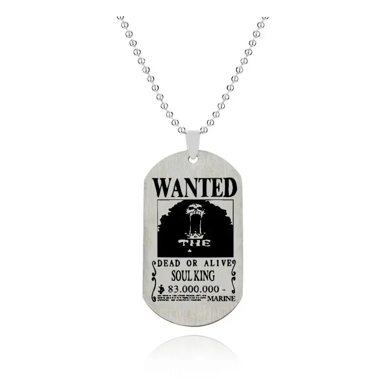 One Piece Bounty Wanted Warrant Necklaces Luffy Zoro Figure Stainless Steel Personalized Jewelry Decoration  Boys Birthday Gifts