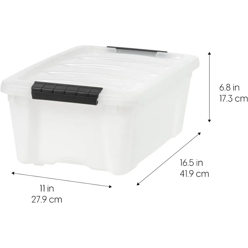 12 Quart Stackable Plastic Storage Bins with Lids and Latching Buckles, 6 Pack - Pearl, Containers with Lids and Latches