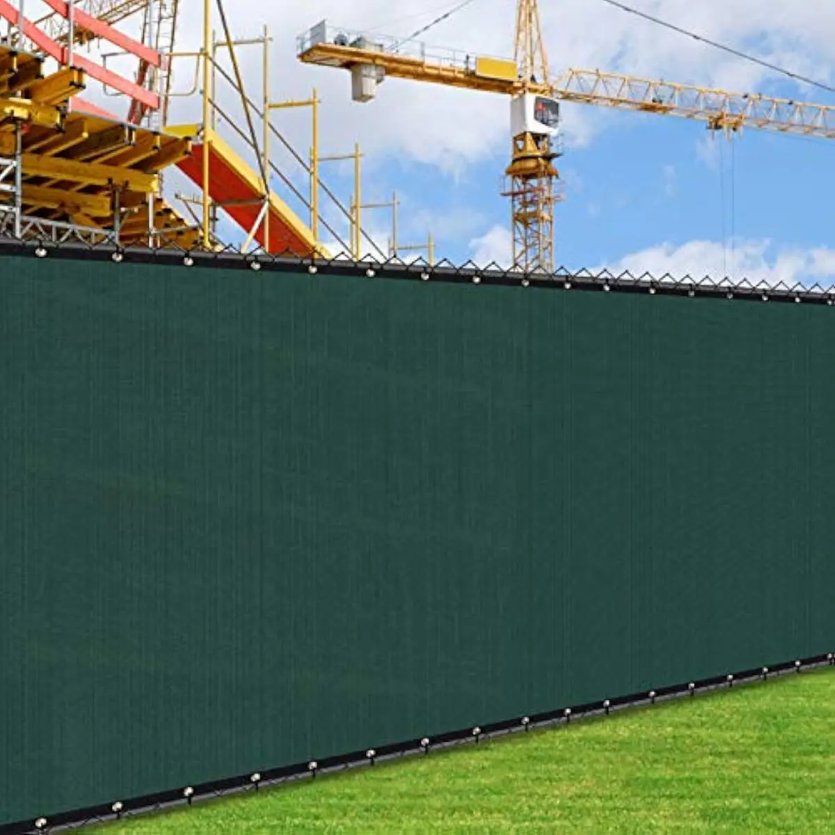 Durable outdoor privacy mesh barrier designed for gardens and patios, 8 feet by 50 feet coverage, heavy-duty wind-resistant cons