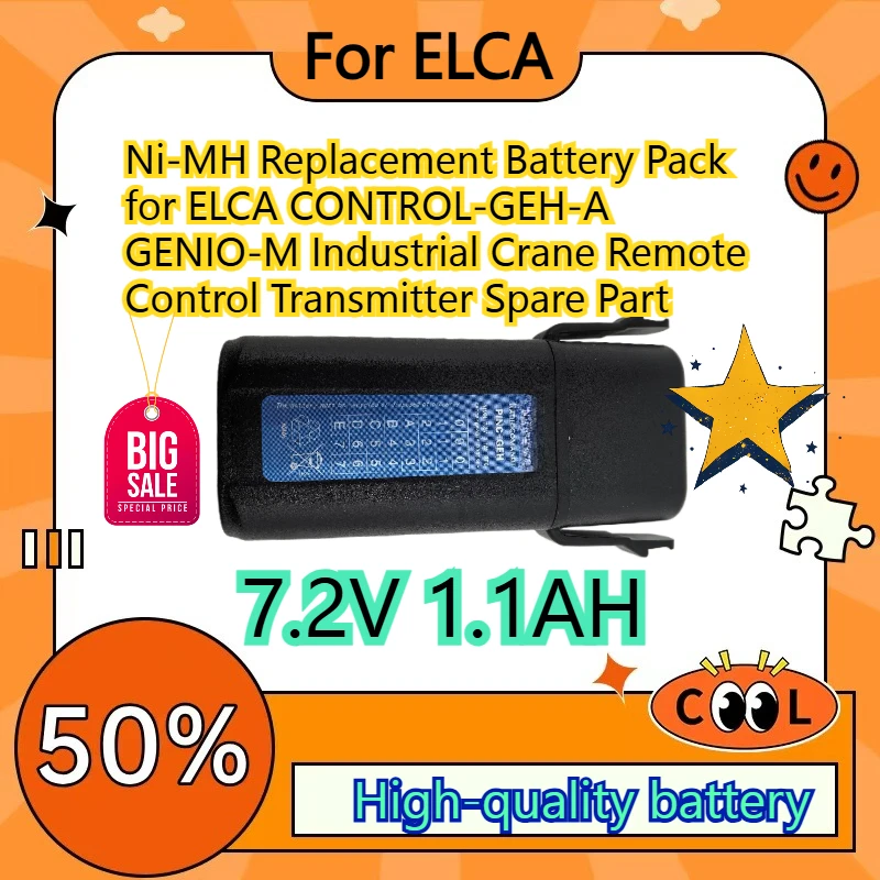 7.2V 1.1AH Ni‑MH Replacement Battery Pack for ELCA CONTROL‑GEH‑A GENIO‑M Industrial Crane Remote Control Transmitter Spare Part