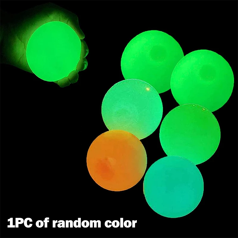 Luminous Sticky Ball Glow in The Dark Ball Throwing Indoor Decompression TPR Sticky Balls Target Ball Kids Sticky Balls